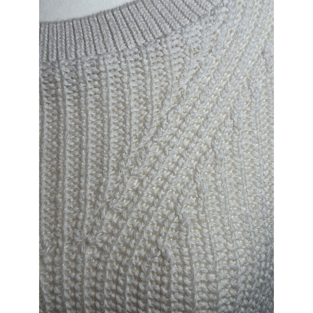Express Women's Acrylic Blend Long Sleeve Scoop Neck Ivory Crop Sweater Size XS - Picture 2 of 10